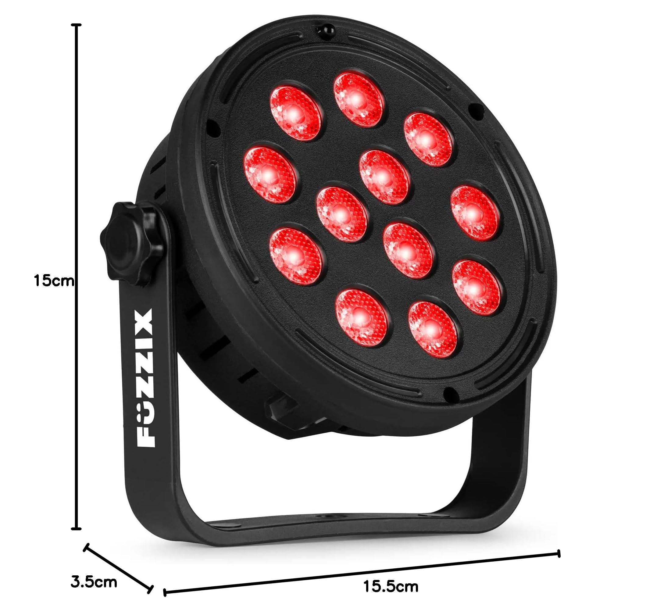 Fuzzix Comet M12 - Set 4 focos LED RGB Party Par con mando a distancia, programas automáticos, carcasa resistente, montaje fácil, ideal fiestas, eventos, bares, habitaciones y fiestas en el jardín