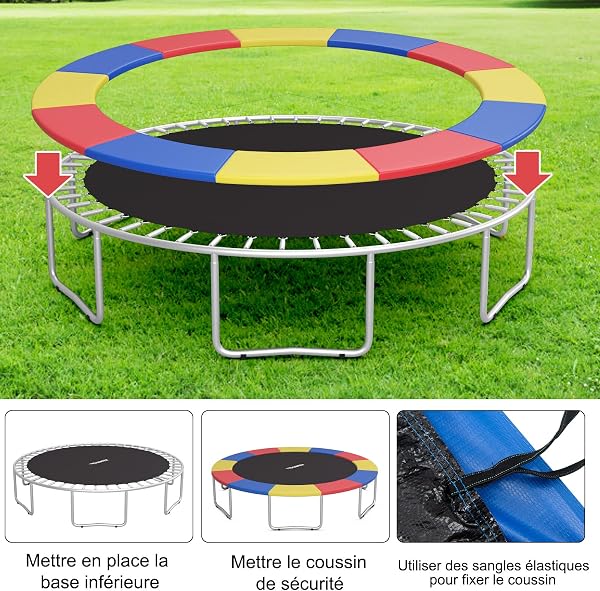 COSTWAY Coussin de Protection Trampoline Ø420 cm, Coussin de Sécurité de Remplacement, Couverture de Ressort pour Trampoline, Imperméable et Résistant aux Déchirures, Installation Facile - 5