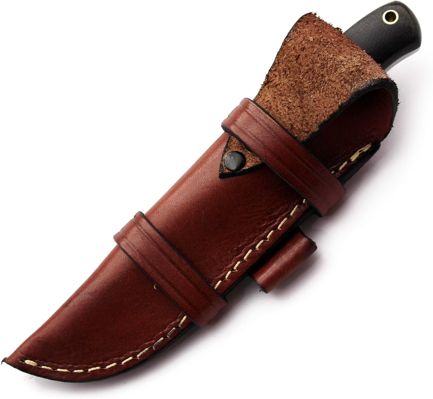 GCS Handmade Hunting Knife - Black & White G10 Handle, D2 Tool Steel Blade - Brown Leather Horizontal Sheath Right- or Left-Hand Carry – GCS 229 Black