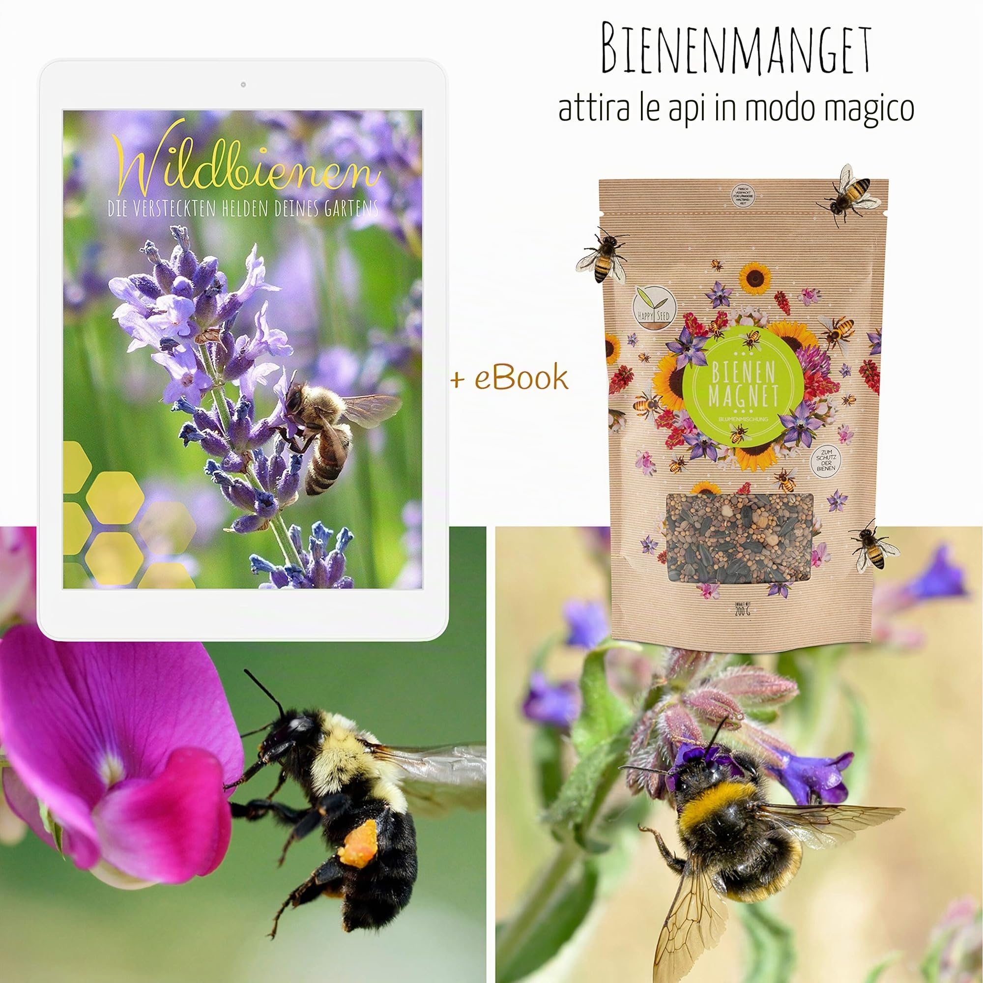 500 g di semi di prato fiorito per un colorato pascolo per le api - miscela di semi di fiori selvatici colorati e ricchi di nettare per api e farfalle (incluso eBook GRATUITO)
