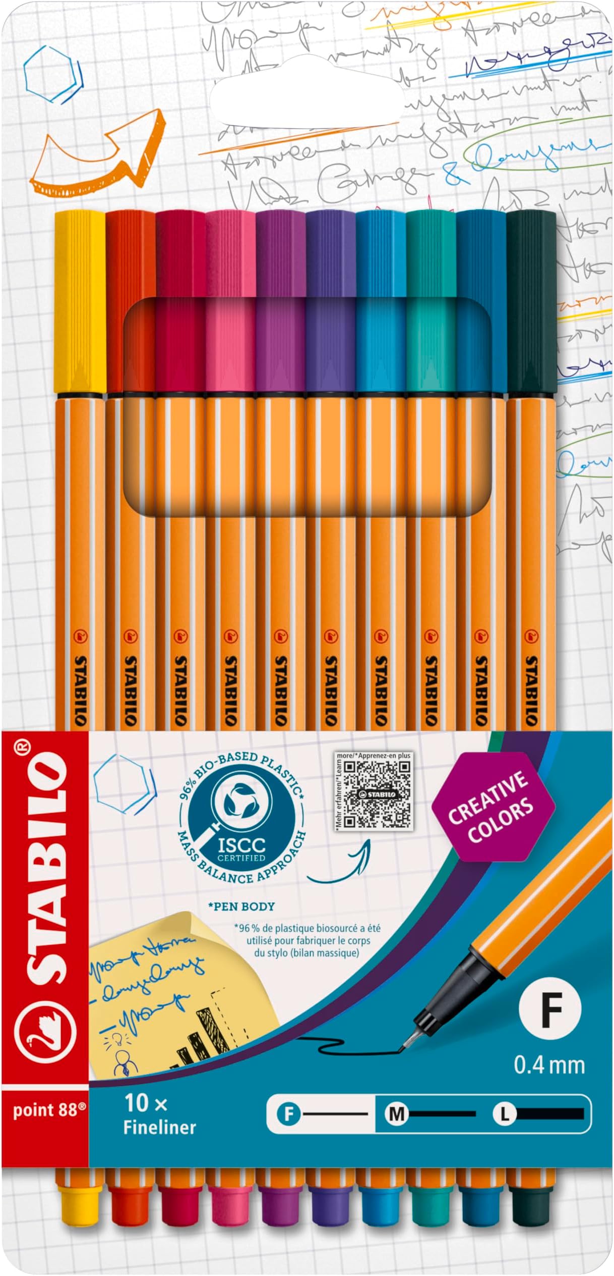 STABILO point 88 - Fineliner - Wallet of 10 (Assorted Colours)