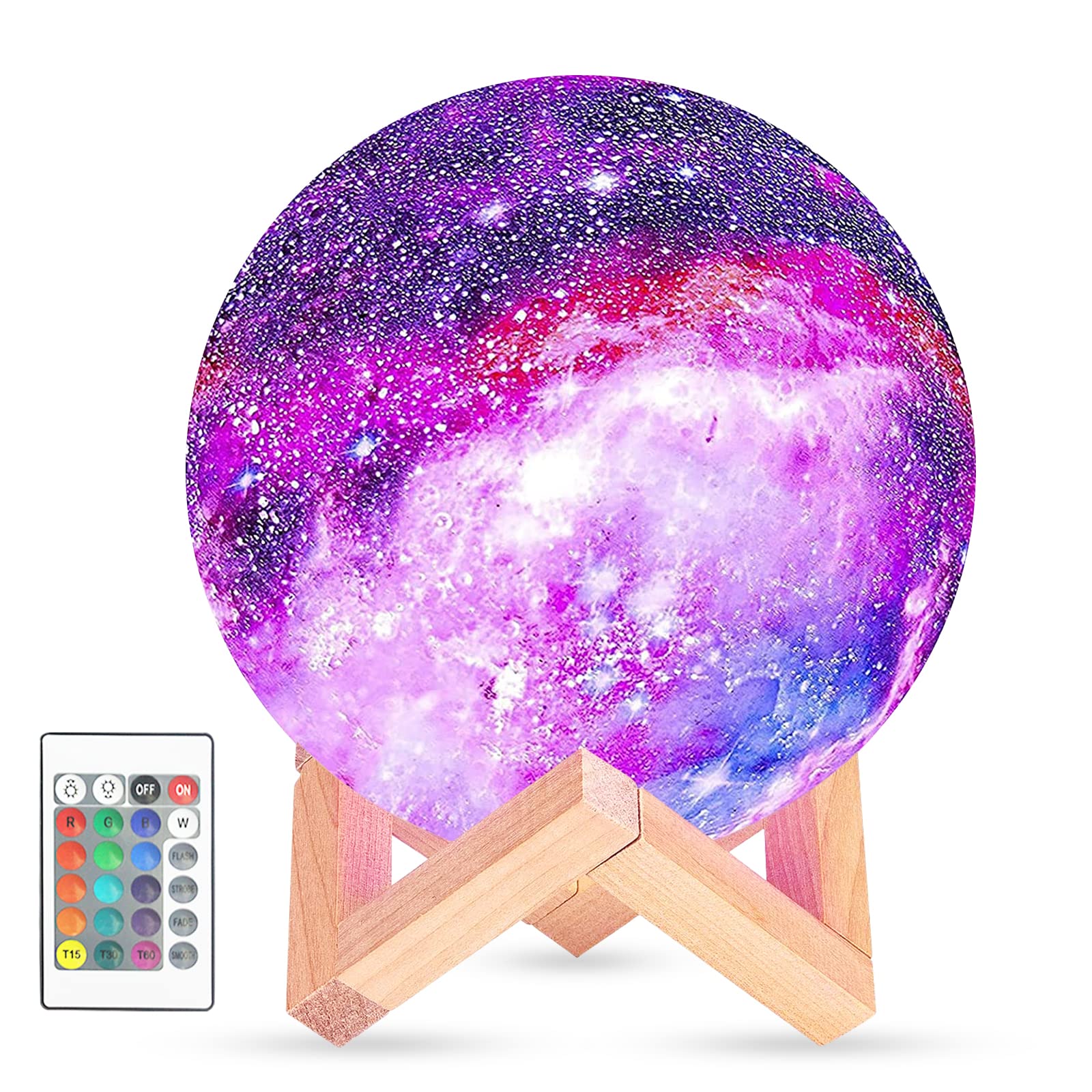 Moon Lamp, RUISHINE 3D Galaxy Moon Lamp 5.9 inch 16 Colors Galaxy Lamp for Kids Adults LED Star Moon Night Light, Touch & Remote Control USB Rechargeable Birthday Gifts for Baby Girls Boys Children - 
