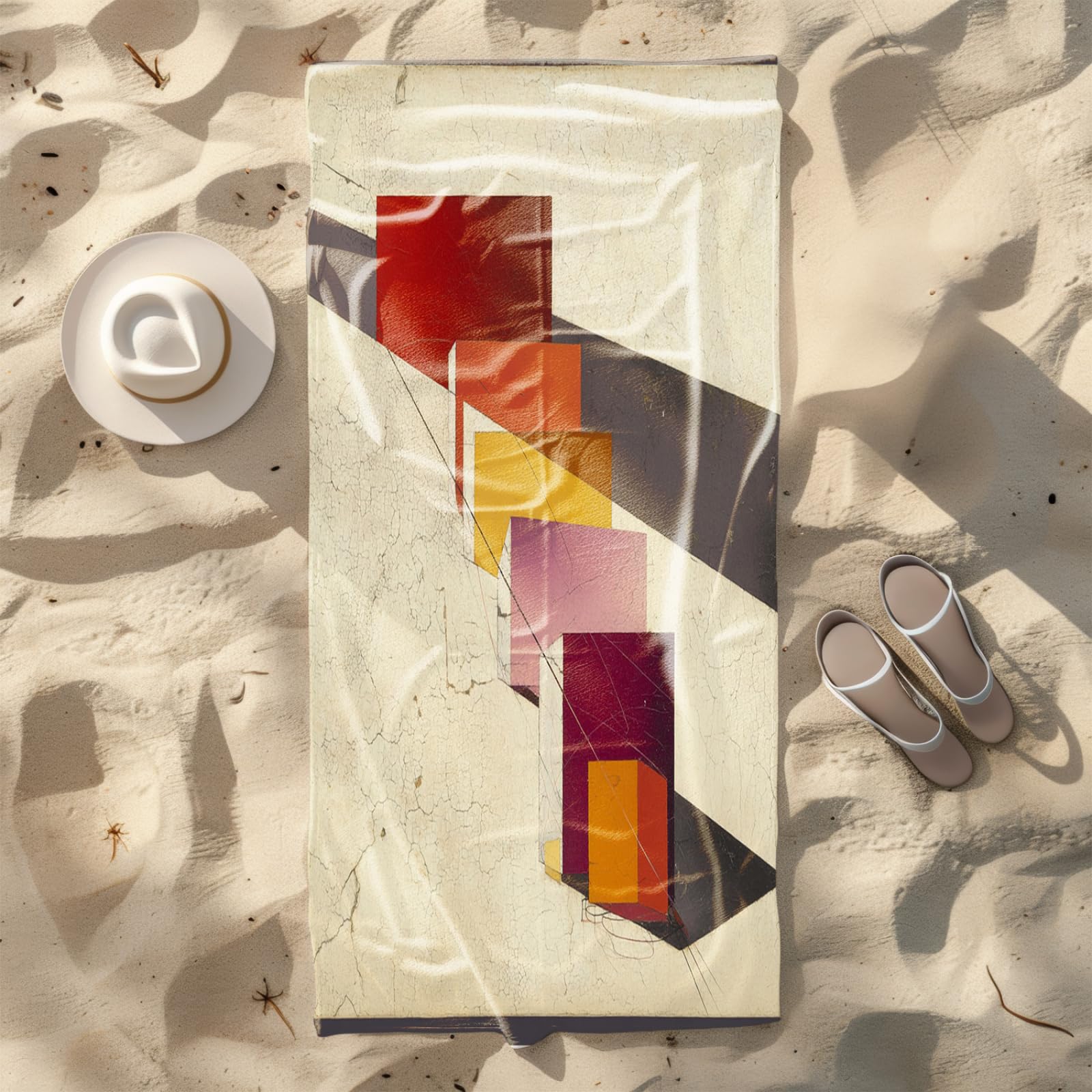 Telo Mare Microfibra 210x230 Geometria Del Gradiente Rosso Telo Spiaggia Grande Antisabbia,XXL Asciugamano Mare, Asciugatura Rapida, Stuoia Spiaggia Leggero E Portatile