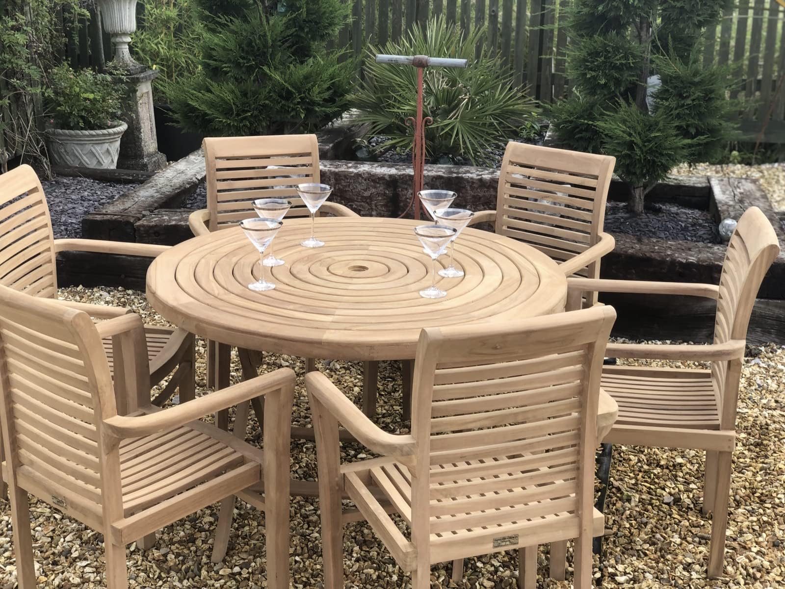 chelsea home and leisure ltdTeak Garden Furniture Folding Table With 6 Stacking chairs