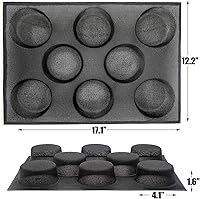 Vista 2 de Dioycli Molde de silicona para bollo de hamburguesa, moldes de malla perforada, 8 cavidades, negro