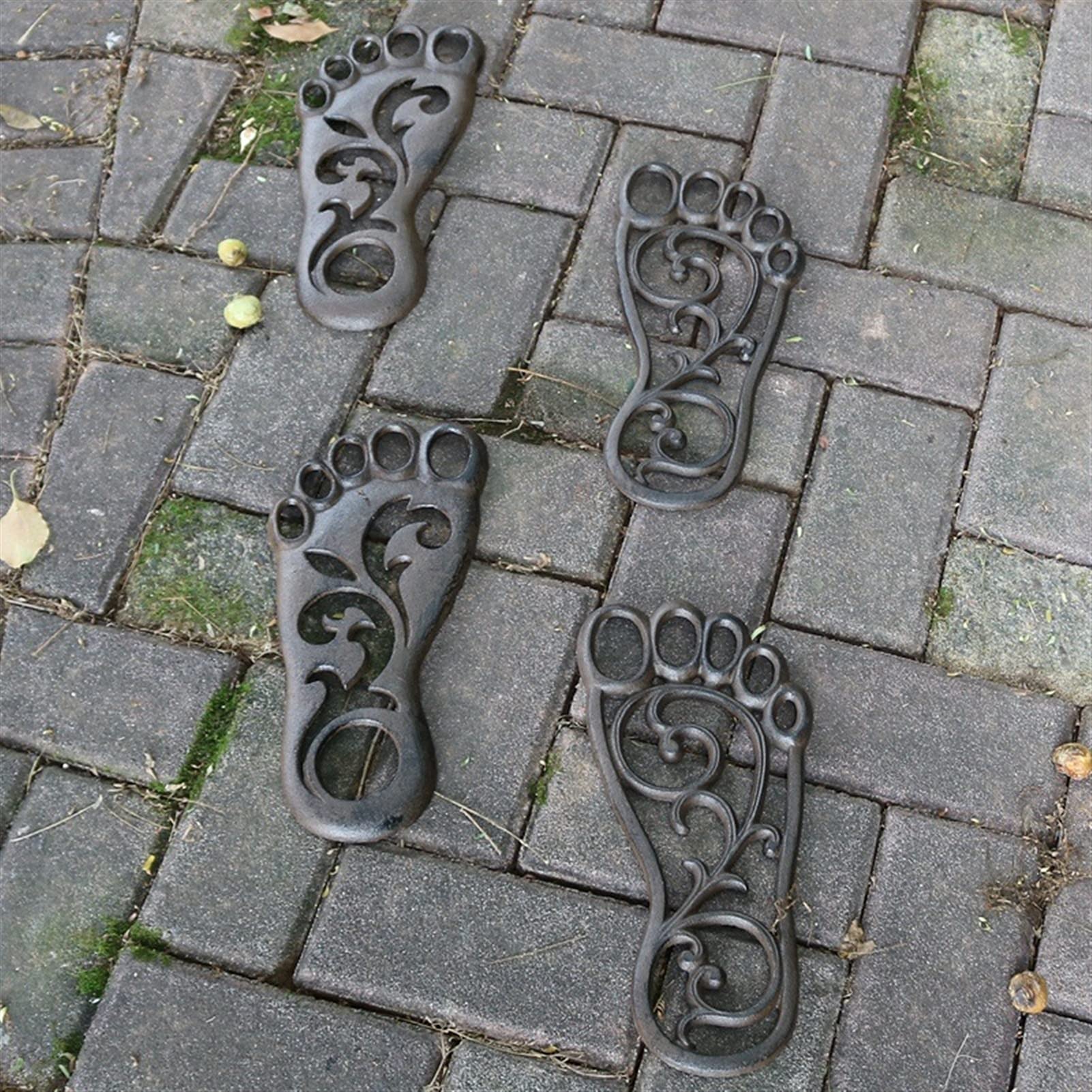 Sculture da Giardino Coppia di Ornamenti rustici retrò a Forma di Piede in ghisa con gradini per Porte, Cortili, Foyer Little Surprise