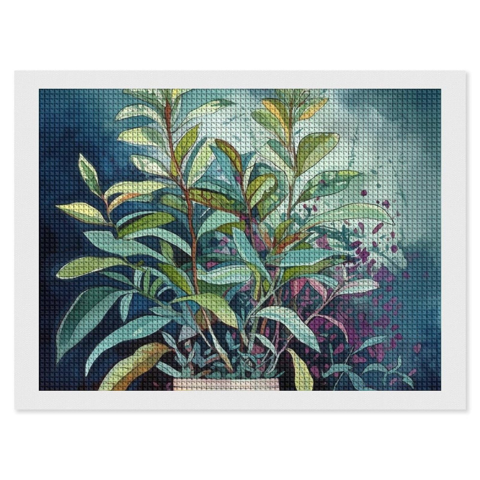 Plant Painting Diamond Art Kits for Adults, DIY 5D Diamonds Painting Kits for Beginner, Round Full Drill Diamond Dots Painting, 12"x16" Diamonds Pictures Gem Art and Crafts Wall Decor