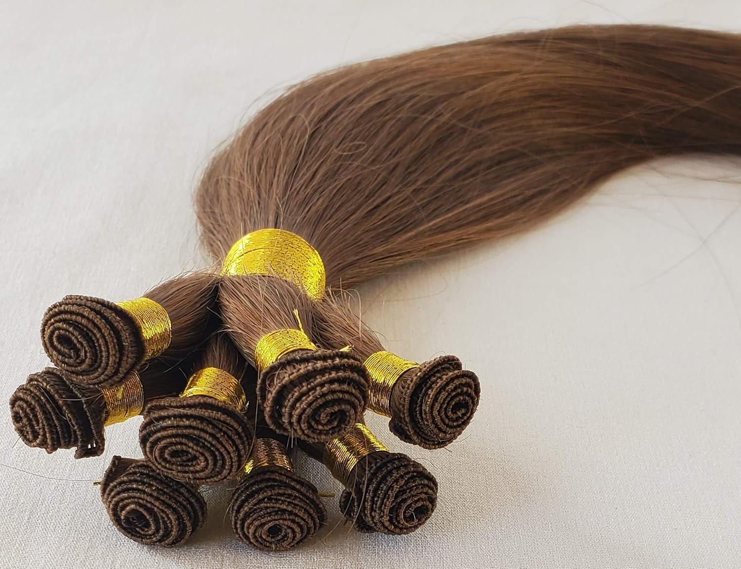 Hair Faux You 20" Hand-Tied Weft Hair, 8 Bundles, 100 grams, Soft Silky Straight,100% Human Remy Weft Hair Extensions #6 Chestnut Brown