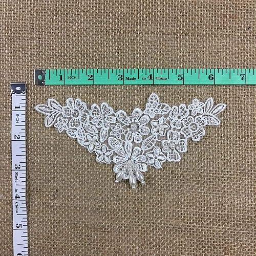 Miniatura 6 de Pieza de apliques de cuentas de encaje floral triángulo 3 cuerdas de cuentas colgantes, 6 x 3 pulgadas, elige el color, para prendas de baile,