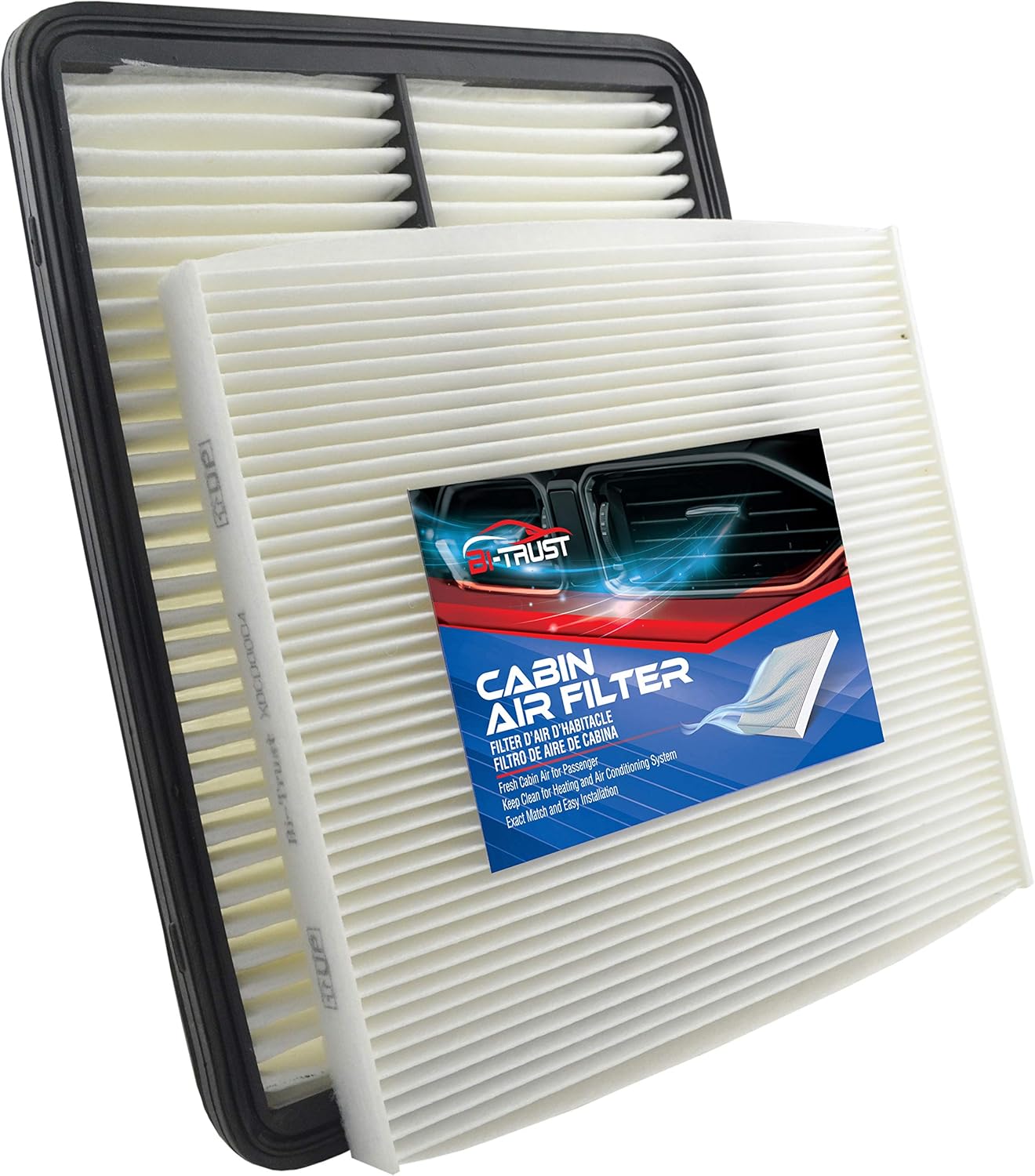 Engine Air Filter and Cabin Filter for Hyundai Santa Fe 2013-2018 V6 3.3L Santa Fe Sport 2013-2016 L4 2.0L 2.4L BI-TRUST XDT00032 Filtro de aire del motor, filtro de aire de cabina