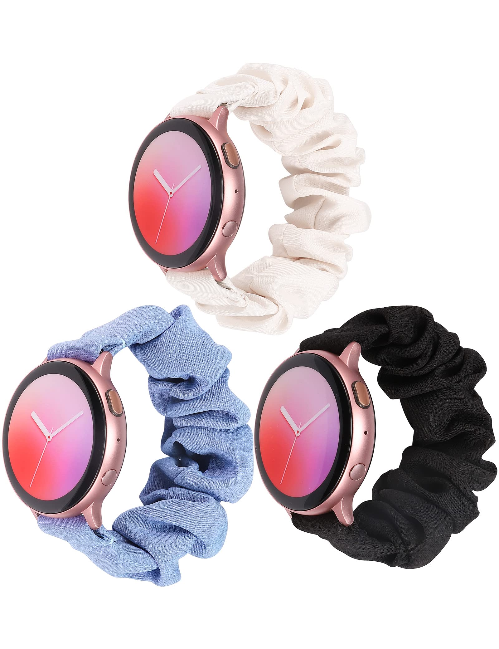 Wearlizer Compatible with Samsung Galaxy Watch 7/6/5/4/FE Active 2 40mm 44mm Strap for Women, 20mm Soft Fabric Scrunchie Elastic Bands Cute Stretchy Bracelet
