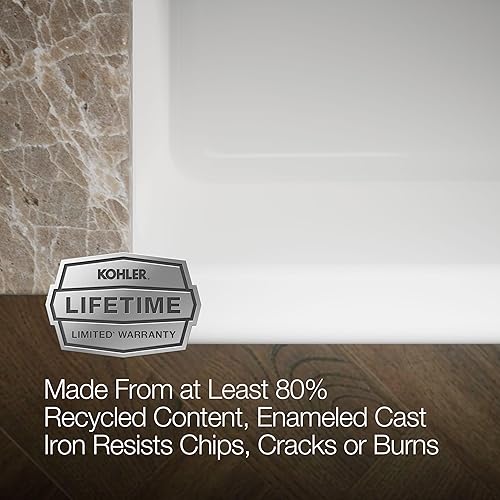 Vista 111 de Kohler Fregadero de la granja Kohler Whitehaven, Frente al delantal altos, K-6489-0, Blanco