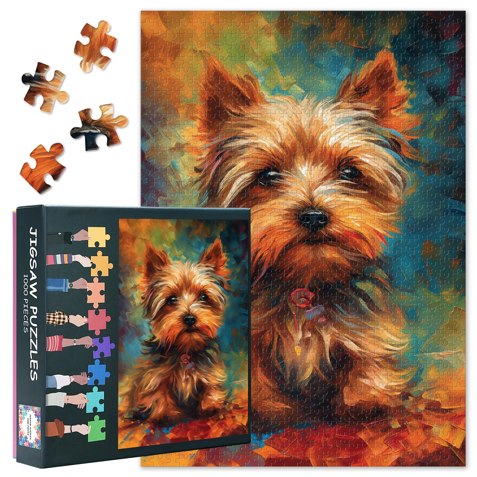 Yorkshire Terrier Puzzles for Adults 1000 Pieces Dog Portrait Puzzle for Adults Jigsaw Puzzles 1000 Pieces Impossible Difficult Challenging Family Puzzle