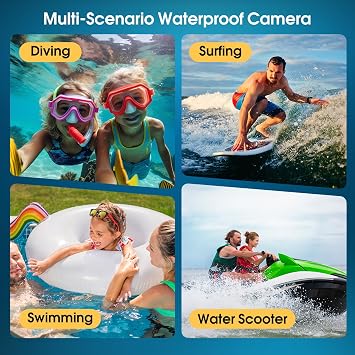 4K Underwater Camera, 64MP 16FT Compact Waterproof Camera with 16GB Card
