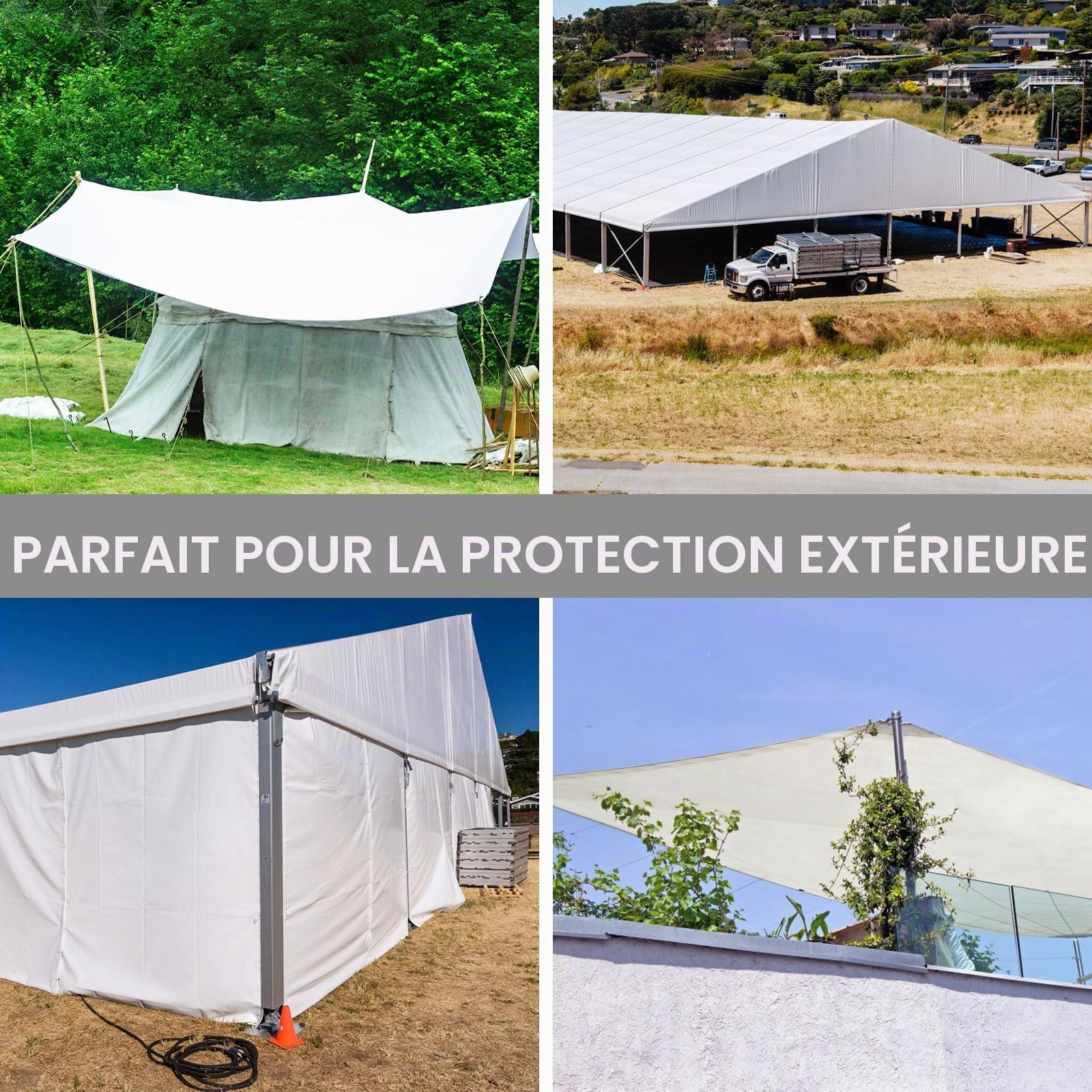 Bâche de Protection Extérieur Renforcée 180g/m² - Bâche Imperméable avec Œillets en Aluminium - Résistante aux UV et Déchirures - Idéal pour Jardin Bois Piscine Remorque Voiture et Camping