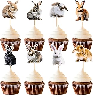 Ercadio 32 Pack Rabbit Cupcake Toppers Bunny Cupcake Picks Wild Animal Cupcake Picks Bunny Birthday Cupcake Decorations for Baby Shower Birthday Animal Theme Party Cake Decor Supplies - Buy now