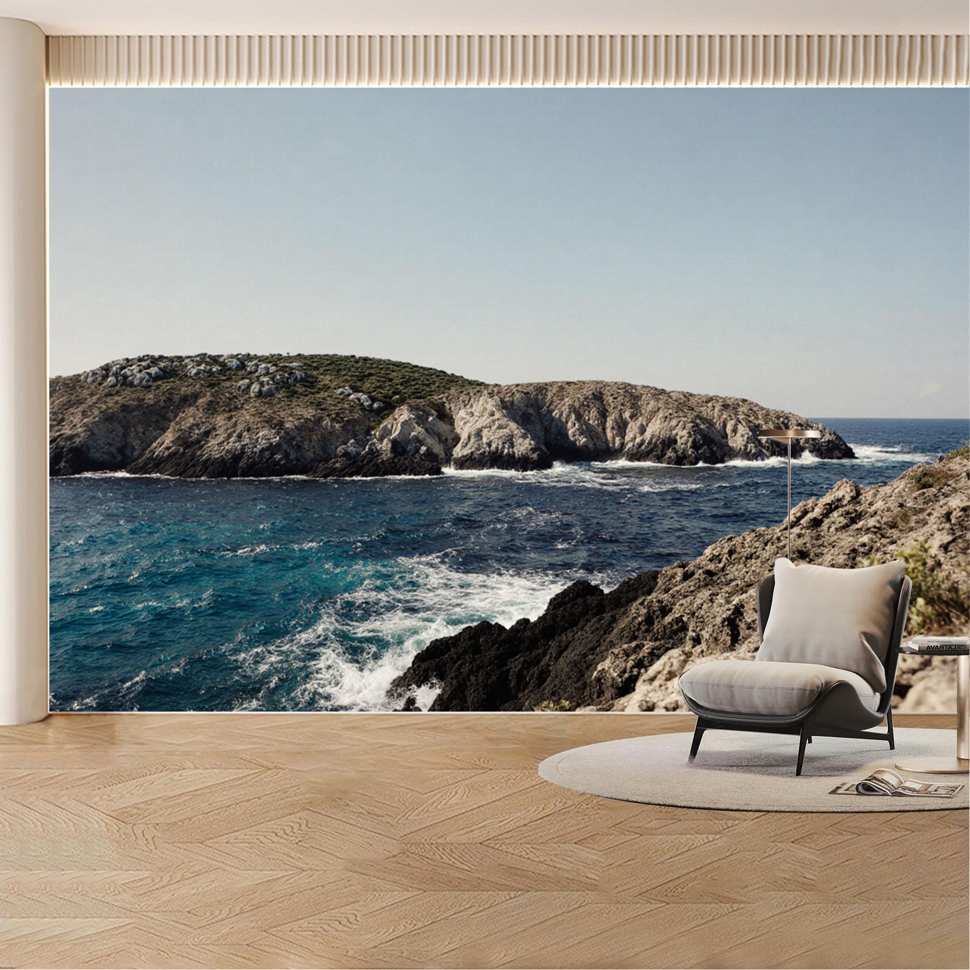 Custom Wall Mural Wallpaper Ocean Cliff Landscape Nature Modern 3D Effect Wall Decor Large Wall Art Tropical Minimalist Removable SelfAdhesive Large Photo for Living Room， Bedroom， Office