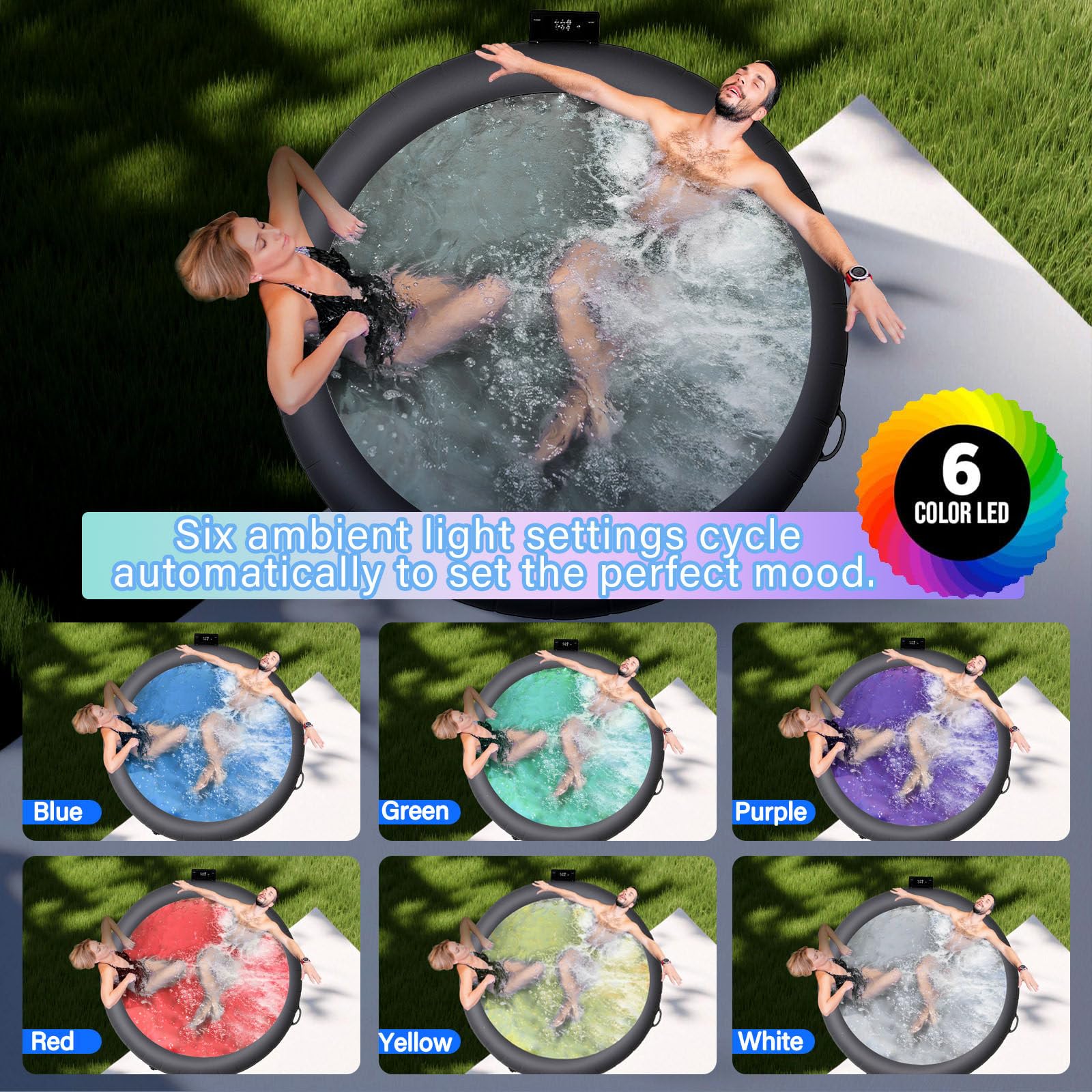 Vasca Idromassaggio Gonfiabile, Spa da Esterno per 2-6 Persone, Spa Portatile con 120 Gettoni a Bolle Rilassanti, Copertura e 2 Filtri Inclusi, per Piscina SPA da Interno ed Esterno S