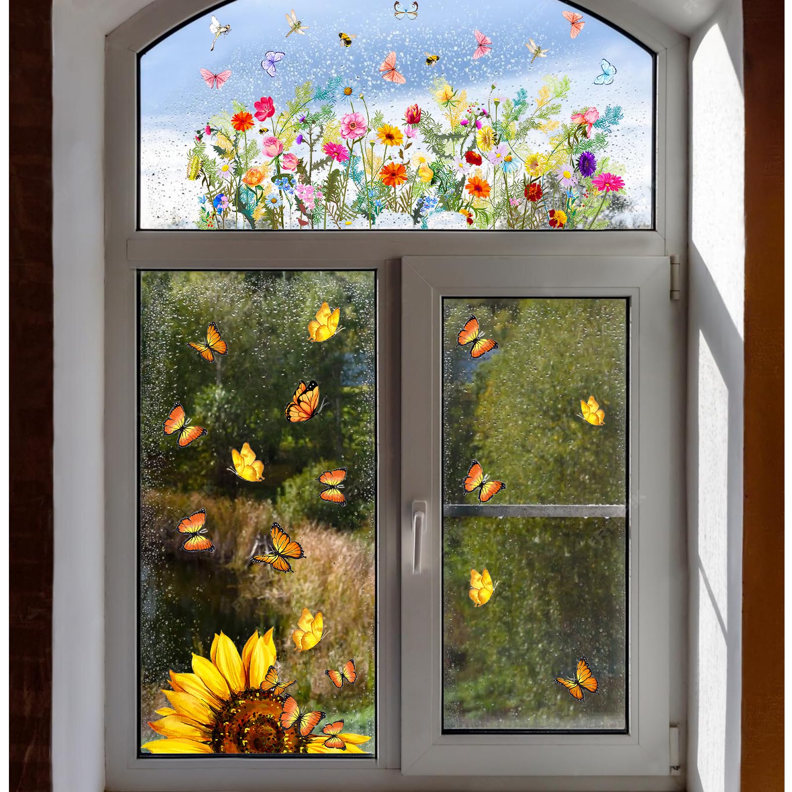 Adesivi Floreali Per Finestre - 24x12 Cm, Doppia Faccia, Riutilizzabili E Senza Residui - Foto 3