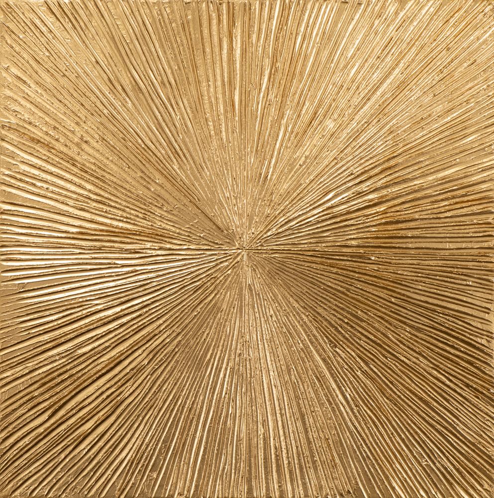 Art Universe XXL Leinwandbild „Goldene Eleganz“ – 100x100 cm Handgemaltes Acrylbild auf Echtholzrahmen – Moderne Abstrakte Kunst für Wohnzimmer & Büro – Unikat & Aufhängebereit