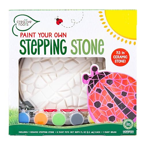 Creative Roots Mosaic Ladybug Stone, Includes 7-Inch Ceramic Stepping Stone