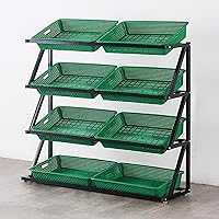 Vista 11 de Shelves 4/5 Tier Commercial Supermarket Fruit Rack Vegetable Shelf, Retail Display Rack, Large Capacity Snack Storage Basket for Pantry/Retail