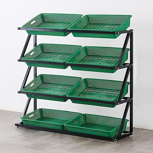 Miniatura 11 de Shelves 4/5 Tier Commercial Supermarket Fruit Rack Vegetable Shelf, Retail Display Rack, Large Capacity Snack Storage Basket for Pantry/Retail