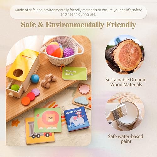 Miniatura 2 de Juguetes Montessori para bebés de 6 a 12 meses, juego de juguetes educativos de aprendizaje 6 en 1, kit de juguetes de madera que incluye caja de