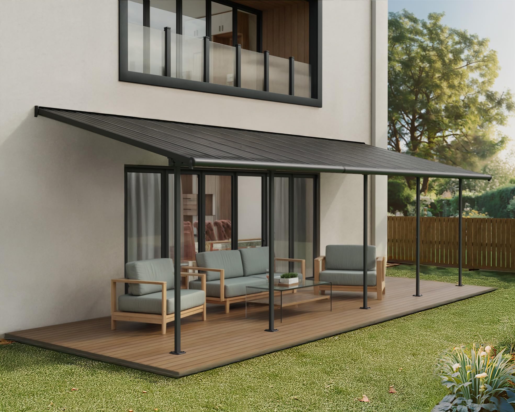 Canopia by Palram Pergola Capri 25.4m² in Alluminio e Policarbonato, Moderna ed Elegante, per Coprire una Terrazza Tutto L'anno (Grigio)