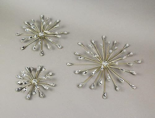 Miniatura 9 de Juego de 3 esculturas de pared modernas de mediados de siglo con acabado plateado envejecido, decoración MCM de 12, 9, 6 pulgadas de diámetro,