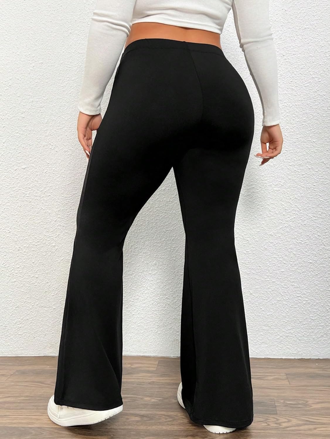 WDIRARA Women's Plus Size Elastic High Waist Stretch Flare Bell Bottom Pants - Image 2