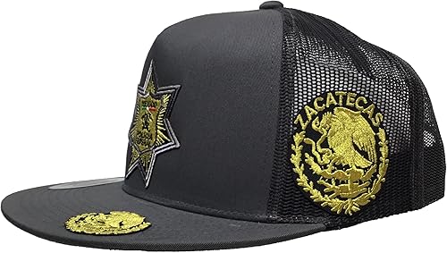 Miniatura 2 de Policia Federal Zacatecas Mexico Logo Federal 3Logos Sombrero Gris Oscuro Malla, Gris-oscuro