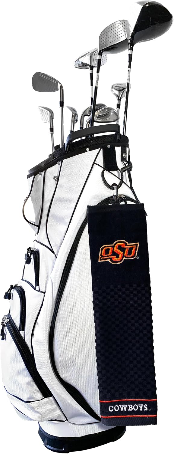 Team Golf NCAA Oklahoma State Cowboys Embroidered Golf Towel Embroidered Golf Towel, Checkered Scrubber Design, Embroidered Logo