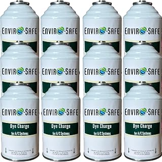 ENVIRO-SAFE UV Dye Charge – Leak Detector for R1234YF, R134a, R12, R22, R600a, R290 & More | Fluorescent AC Leak Detection Dye – 12 Cans (Cans Only)