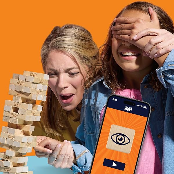 Jenga Official Hasbro Games | Digital Die for 6 More Ways to Play | Original Wood Block Game | Stacking Tower | Ages 6+ | 1+ Players | Party Games - 4