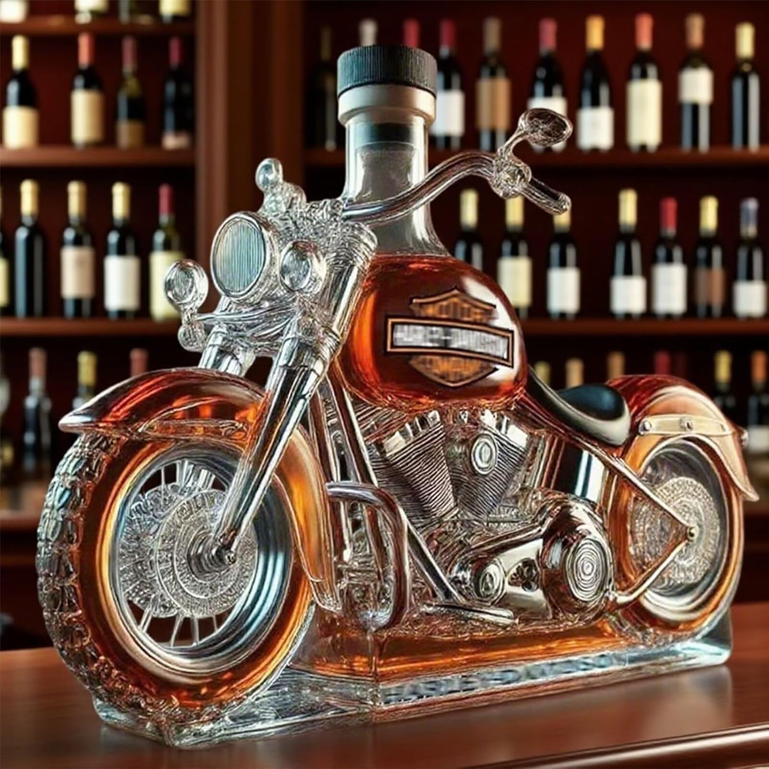 HoldOneLight Decantador de Whisky 3D en Forma de Motocicleta, Vidrio Soplado a Mano, 350 ml, Botella para Almacenamiento de Licores, Regalo Único para Amantes de Motos(moto)