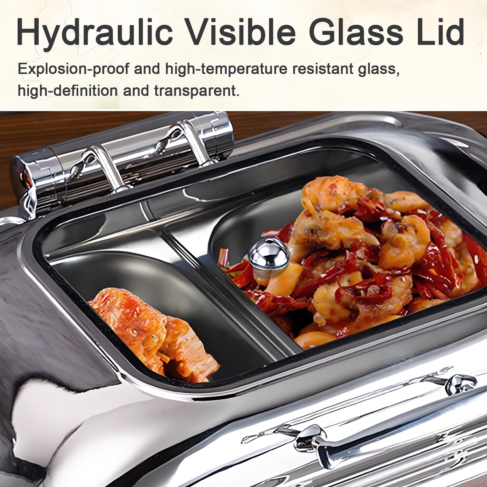 Chafing Dish Elettrico, 9L, 400W, Temperatura Regolabile(Full Pan) | Professionale Scaldavivande Elettrico per Buffet Acciaio Inox, Contenitore Scalda Cibo per Buffet, Feste e Banchetti