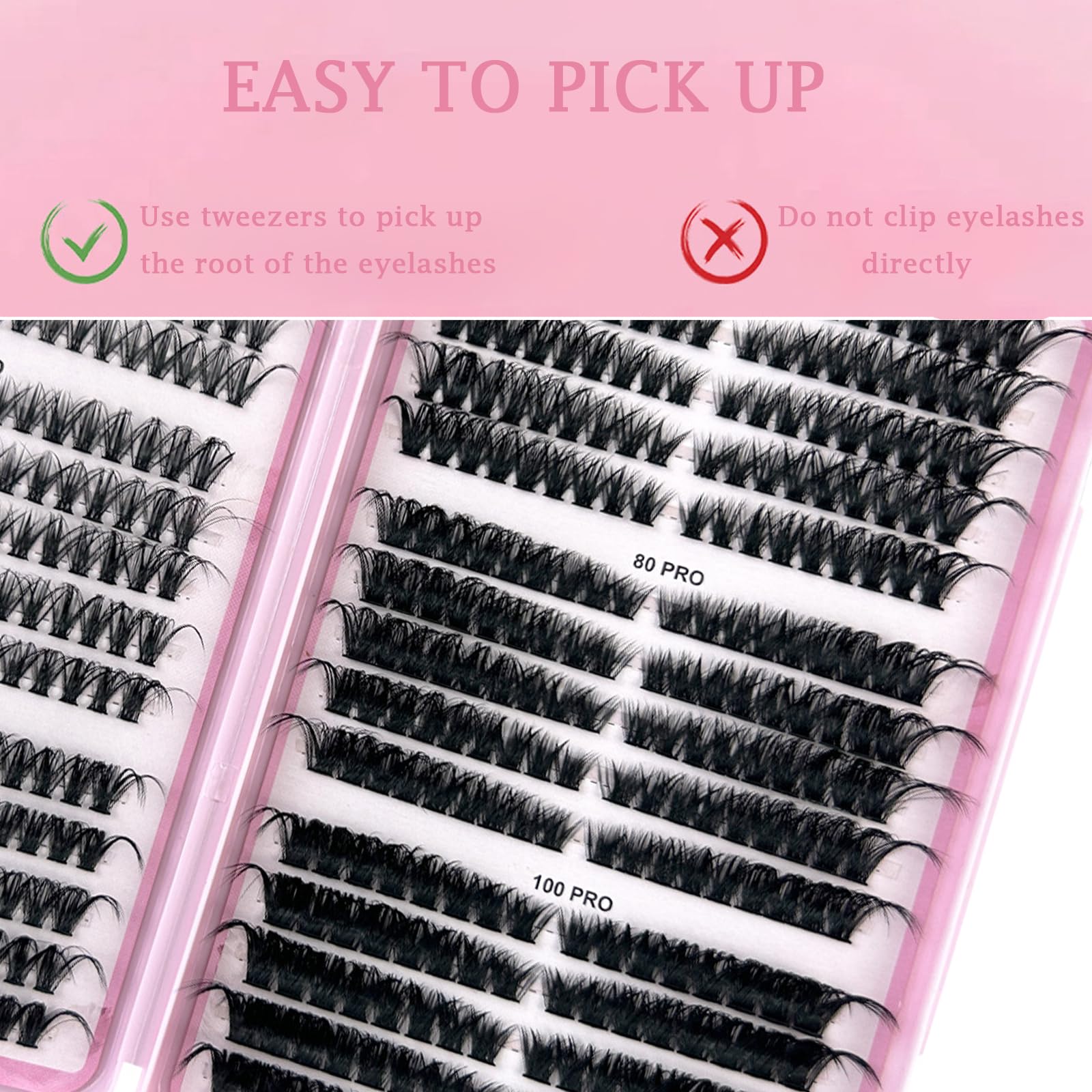 Luoqun88 Cluster Lashes Individual Eyelashes, 540pcs Eyelash Clusters - D Curl Lash Extensions, Black - Image 4
