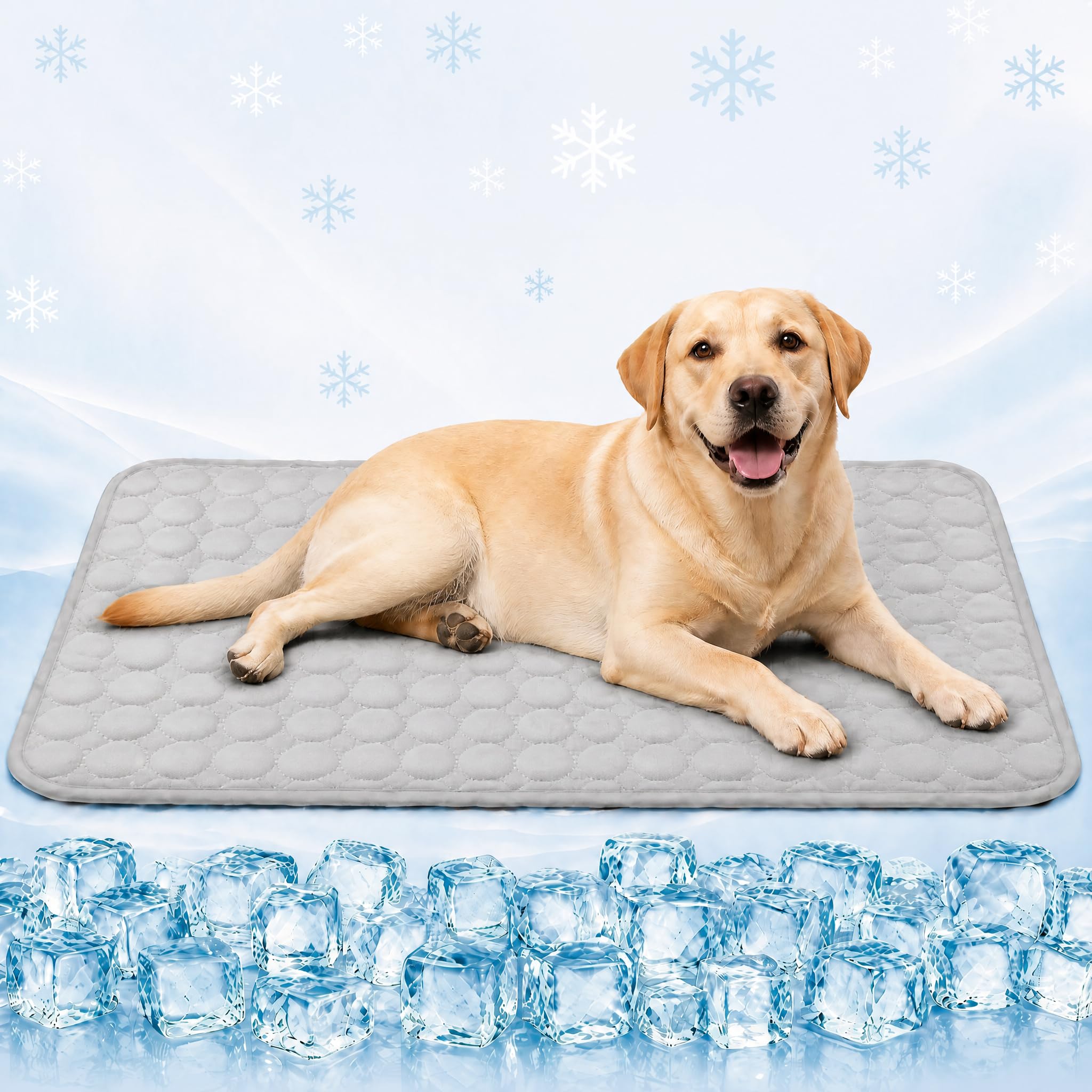 BASVII Tappetino Refrigerante Cane 100x70cm, Tappetino Rinfrescante per Cani Gatti Senza Gel, Cuccia Refrigerante Lavabile, Tappetino Refrigerante per Cani per Estate in Casa, Giardino, Auto o Cuccia