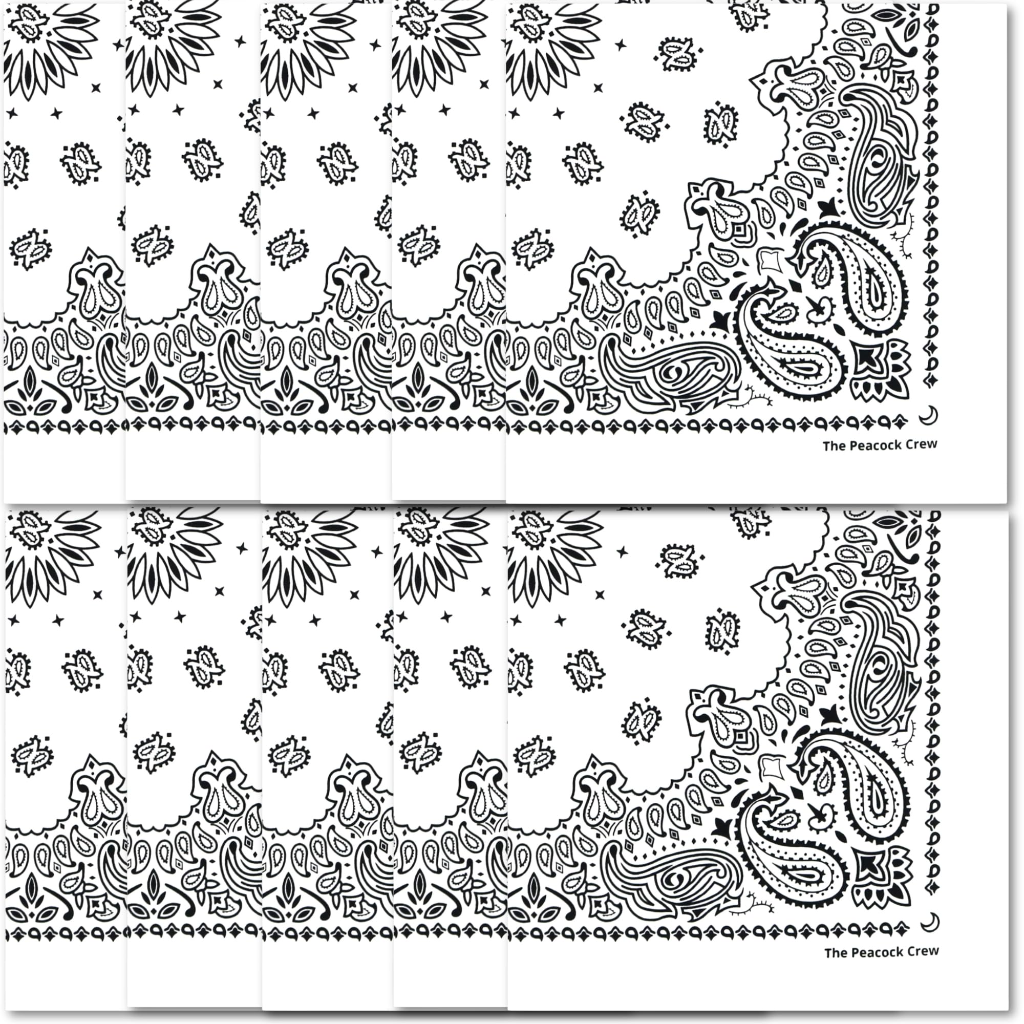 The Peacock Crew Premium Soft Cotton Bandanas Pack for Men and Women Paisley 22 x 22 inches