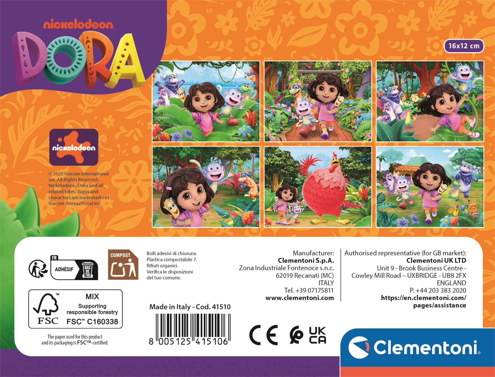 Clementoni Cubes 12 pieces, Dora the Explorer, For kids 3+, Made in Italy, 41510, Vibrant and Colorful, 12 pieces, 12.7 cm x 16.7 cm - Image 3