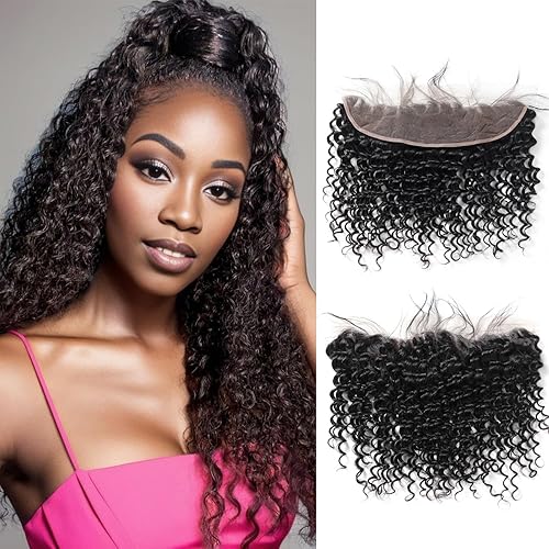 Encaje frontal HD 13x4, cierre frontal de encaje de onda profunda, cabello humano prearrancado 100% cabello humano virgen de oreja a oreja HD