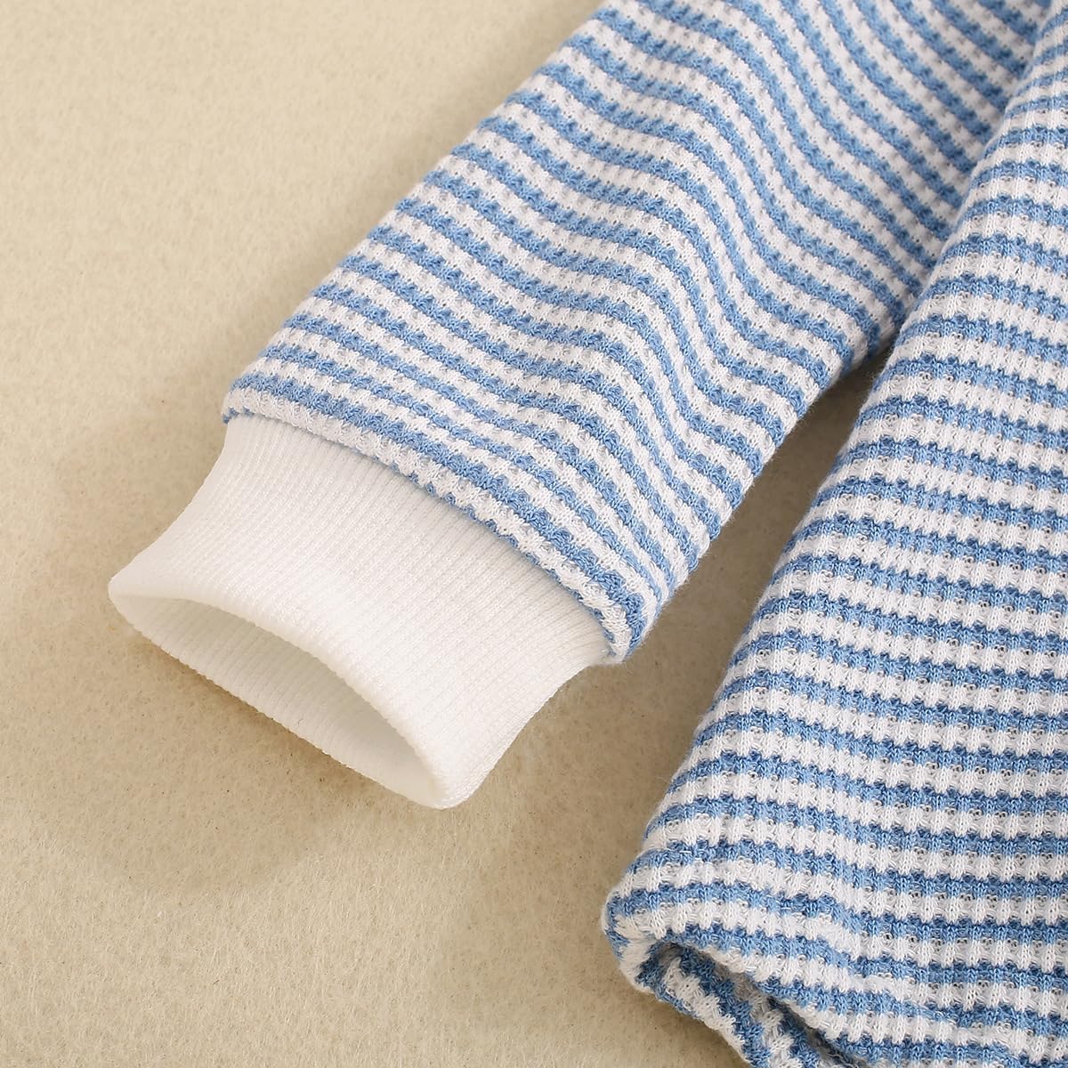 Baby Sweatshirt Romper Boy Girl Waffle Knit Long Sleeve Striped Romper Oversized Sweater Newborn Fall Winter Clothes - Image 4