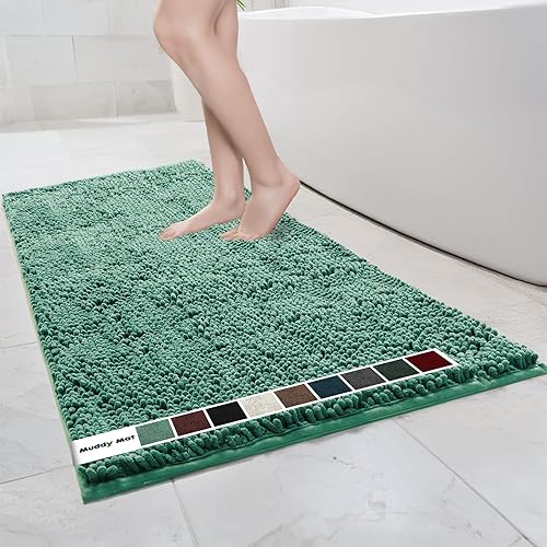 Miniatura 36 de Muddy Mat Alfombras de baño de felpilla de secado rápido, antideslizantes, lavables, extragruesas, suaves y altamente absorbentes, para baño, cocina