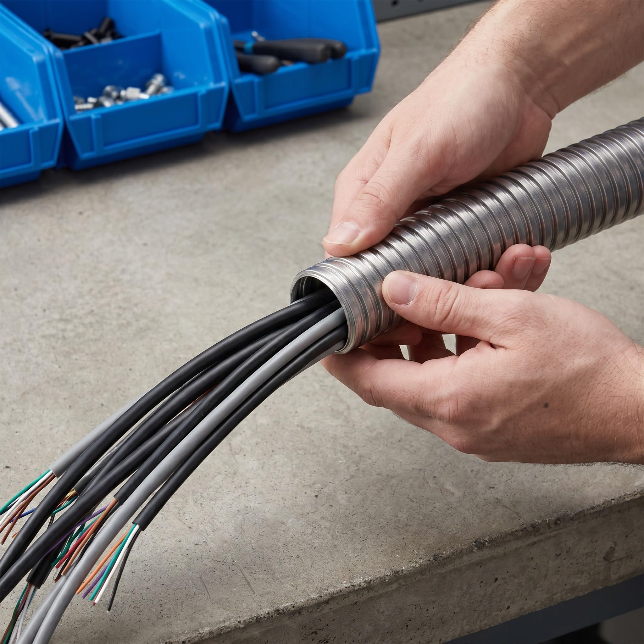 INOOMP Tubo flessibile per impianti elettrici in acciaio inossidabile: tubo corrugato di protezione per cavi da 3 metri (9,8 piedi) per cablaggio esterno - per illuminazione, gestione cavi da garage,
