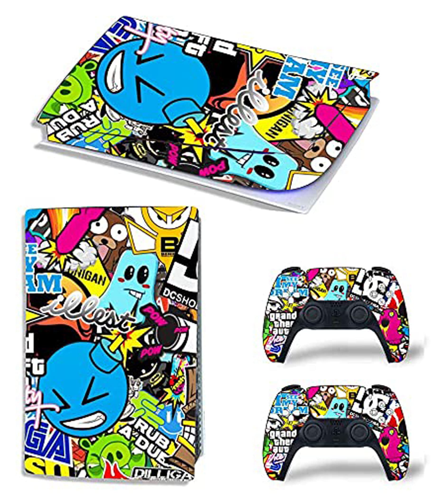 ELTON PS5 Sticker Carton Skin Protective Wrap Cover Vinyl Sticker Decals for PlayStation 5 Disk Version Console and Two Dual Sense 5 Sticker Skins Black PS5 Skin Console and Controllerdesign463 (B091N626ZD) Amazon Price History, Amazon Price Tracker