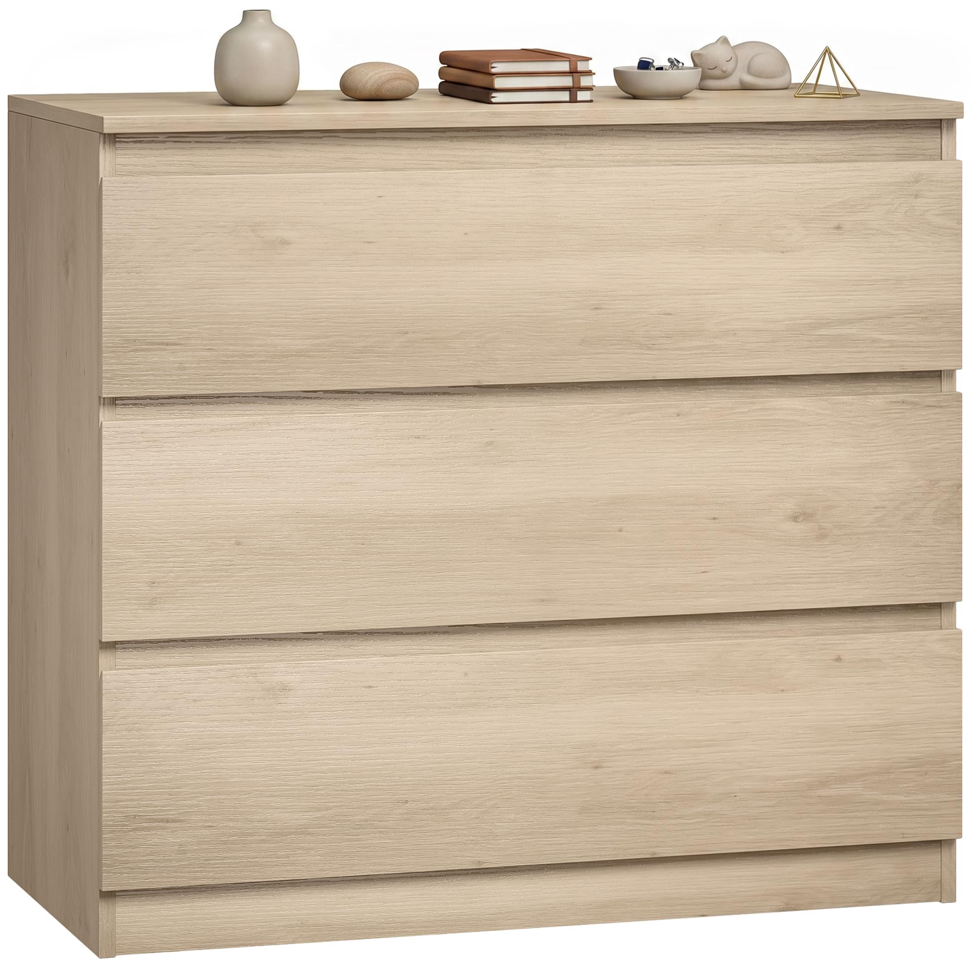 HOMCOM Chest of Drawers, 3-Drawer Storage Organiser Unit for Bedroom, Living Room, 80 x 39 x 73cm, Oak