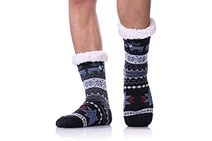 Men's Fuzzy Fluffy Thermal Winter Fleece Lined Non Slip Warm Slipper Socks