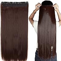Vista 25 de S-noilite Elegante 30"(76cm) Extensiones de pelo con clip de una pieza, 3/4 de cabeza completa, 5 clips, negras naturales largas y rectas