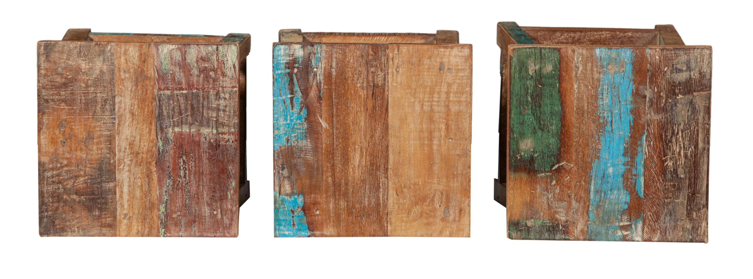Biscottini Sgabello in legno basso quadrato 26x26x30 cm - Sgabellino da bagno - Panchetto in legno riciclato - Sgabellino piccolo - Supporto per piante - Sgabelli da ristorante, bar e cucina